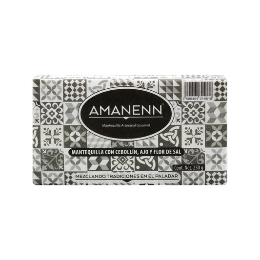 Mantequilla Amanenn de cebollín, ajo y flor de sal 250g