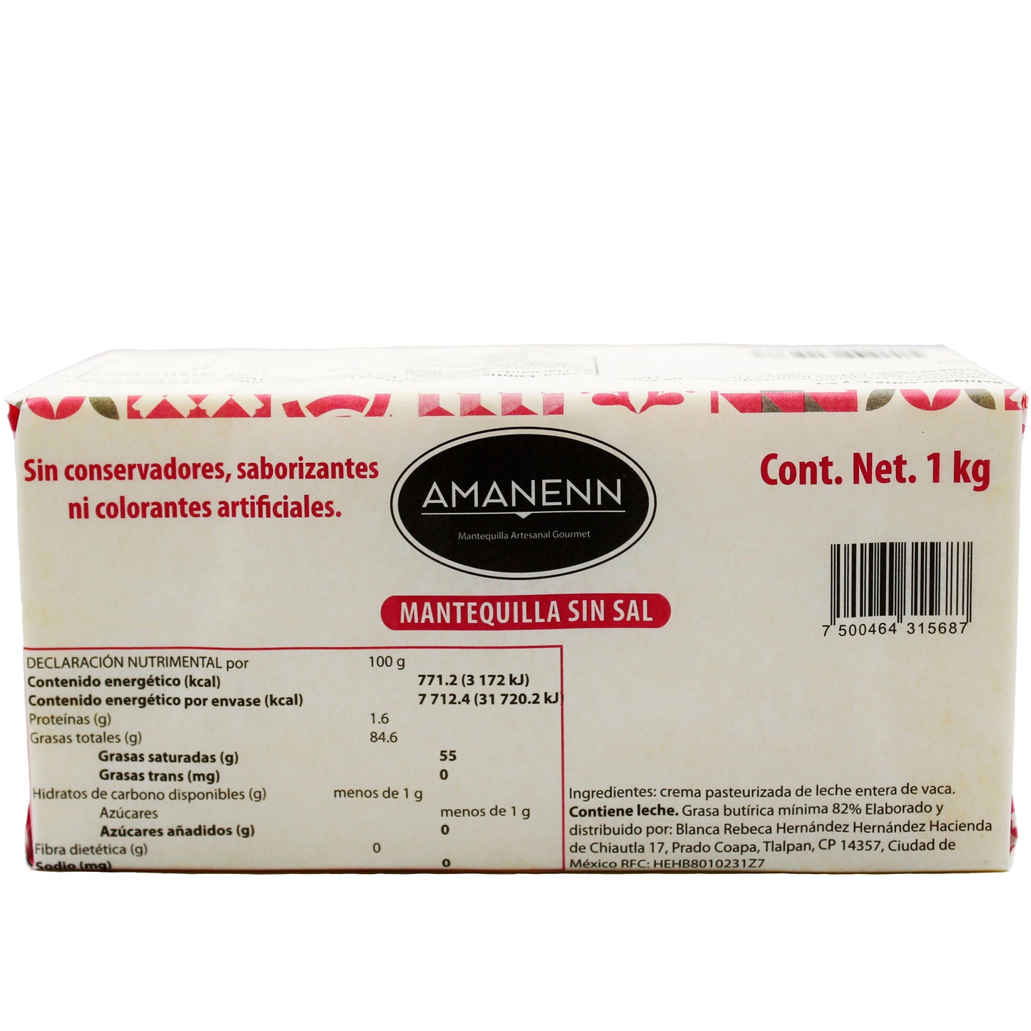 Mantequilla artesanal Sin sal 1kg ⭐️